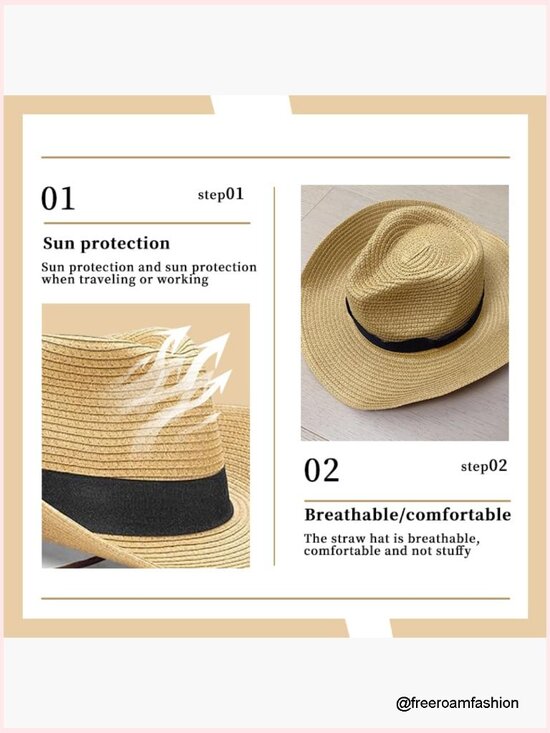 Foldable Wide Brim Cowboy Hat for Travel, Vacation, Beach, Sun main image 4